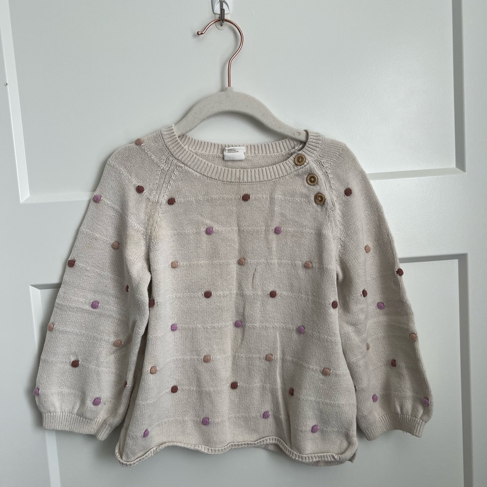 H&M Cream Sweater with Multicolor Dots